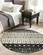 Black and White 5' 3 x 5' 3 Tribal Trellis Round Area Rug Geometric Southwestern Inspired Durable Carpet for Home Interior Design for Sale at Rug Engine