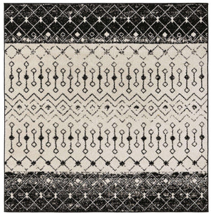 Black and White 7' 10 x 7' 10 Tribal Trellis Square Area Rug Geometric Southwestern Inspired Durable Carpet for Home Interior Design for Sale at Rug Engine