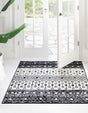 Black and White 6' 1 x 6' 1 Tribal Trellis Square Area Rug Geometric Southwestern Inspired Durable Carpet for Home Interior Design for Sale at Rug Engine