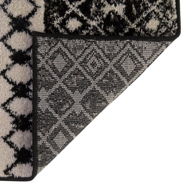 Black and White 4' 1 x 4' 1 Tribal Trellis Square Area Rug Geometric Southwestern Inspired Durable Carpet for Home Interior Design for Sale at Rug Engine