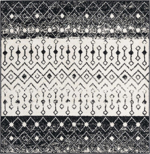 Black and White 6' 1 x 6' 1 Tribal Trellis Square Area Rug Geometric Southwestern Inspired Durable Carpet for Home Interior Design for Sale at Rug Engine