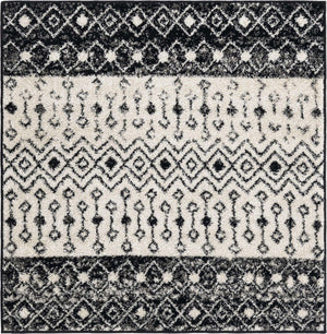 Black and White 4' 1 x 4' 1 Tribal Trellis Square Area Rug Geometric Southwestern Inspired Durable Carpet for Home Interior Design for Sale at Rug Engine