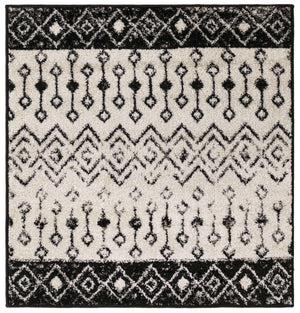 Black and White 3' 1 x 3' 1 Tribal Trellis Square Area Rug Geometric Southwestern Inspired Durable Carpet for Home Interior Design for Sale at Rug Engine