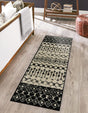 Black and White 2' x 7' 1 Tribal Trellis Runner Area Rug Geometric Southwestern Inspired Durable Carpet for Home Interior Design for Sale at Rug Engine