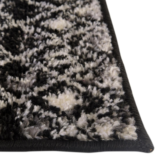 Black and White 2' 7 x 10' Tribal Trellis Runner Area Rug Geometric Southwestern Inspired Durable Carpet for Home Interior Design for Sale at Rug Engine