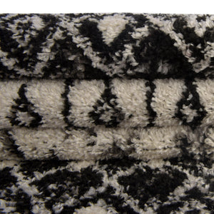 Black and White 2' 7 x 10' Tribal Trellis Runner Area Rug Geometric Southwestern Inspired Durable Carpet for Home Interior Design for Sale at Rug Engine