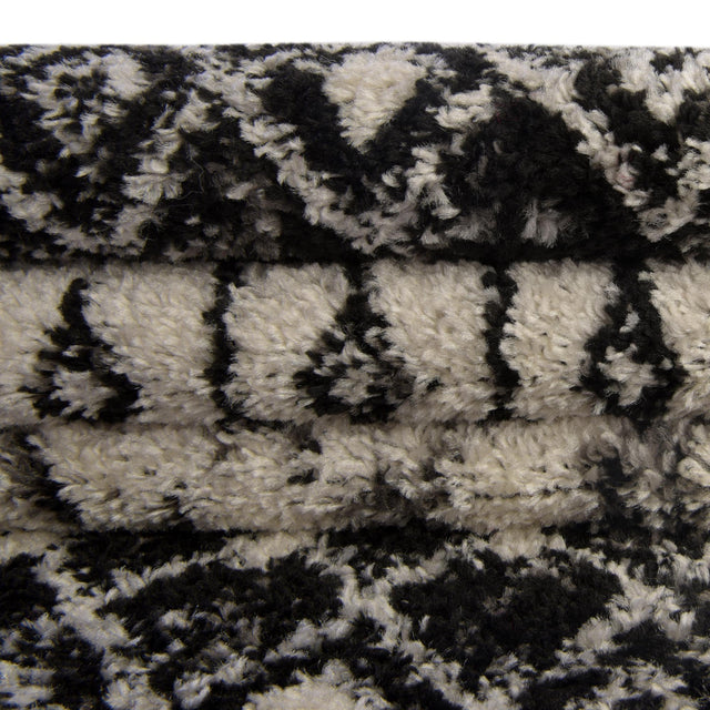 Black and White 2' x 6' 1 Tribal Trellis Runner Area Rug Geometric Southwestern Inspired Durable Carpet for Home Interior Design for Sale at Rug Engine