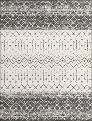 Ivory and Gray 10' 8 x 14' Tribal Trellis Rectangle Area Rug Geometric Southwestern Inspired Durable Carpet for Home Interior Design for Sale at Rug Engine