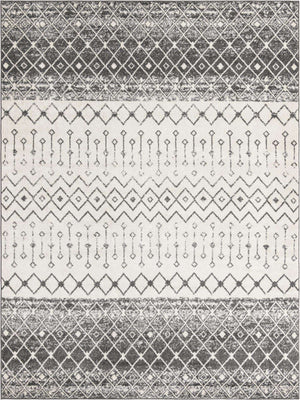 Ivory and Gray 10' x 13' 1 Tribal Trellis Rectangle Area Rug Geometric Southwestern Inspired Durable Carpet for Home Interior Design for Sale at Rug Engine