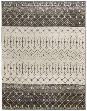 Ivory and Gray 7' 10 x 10' Tribal Trellis Rectangle Area Rug Geometric Southwestern Inspired Durable Carpet for Home Interior Design for Sale at Rug Engine