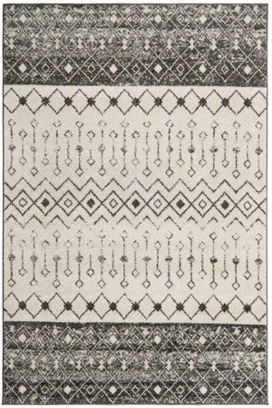 Ivory and Gray 6' 1 x 9' Tribal Trellis Rectangle Area Rug Geometric Southwestern Inspired Durable Carpet for Home Interior Design for Sale at Rug Engine