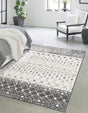 Ivory and Gray 10' 8 x 14' Tribal Trellis Rectangle Area Rug Geometric Southwestern Inspired Durable Carpet for Home Interior Design for Sale at Rug Engine