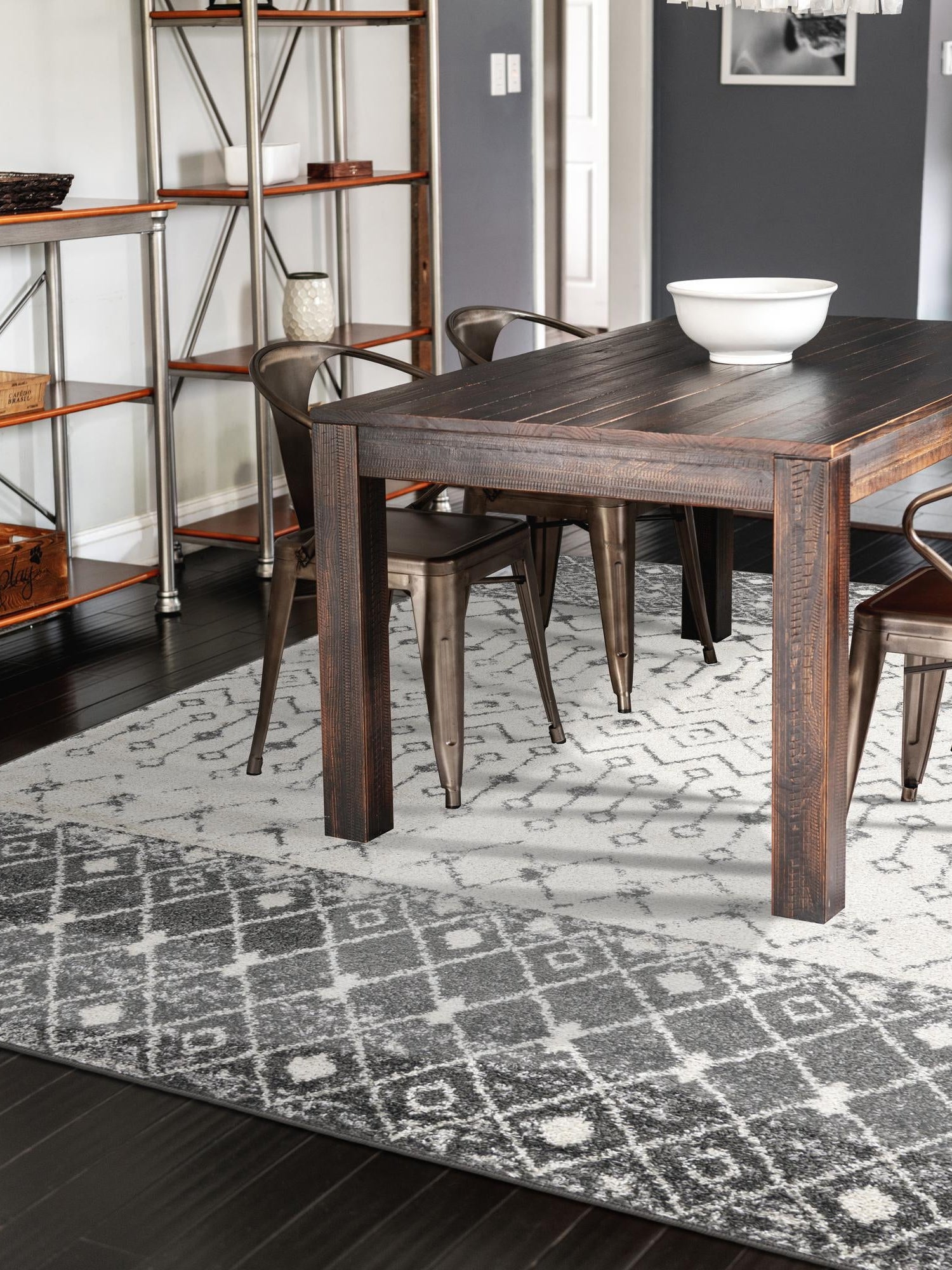 Ivory and Gray 10' 8 x 14' Tribal Trellis Rectangle Area Rug Geometric Southwestern Inspired Durable Carpet for Home Interior Design for Sale at Rug Engine