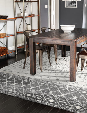 Ivory and Gray 5' 3 x 8' Tribal Trellis Rectangle Area Rug Geometric Southwestern Inspired Durable Carpet for Home Interior Design for Sale at Rug Engine