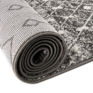 Ivory and Gray 9' x 12' Tribal Trellis Rectangle Area Rug Geometric Southwestern Inspired Durable Carpet for Home Interior Design for Sale at Rug Engine