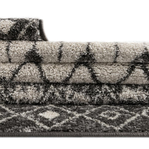 Ivory and Gray 7' 10 x 10' Tribal Trellis Rectangle Area Rug Geometric Southwestern Inspired Durable Carpet for Home Interior Design for Sale at Rug Engine