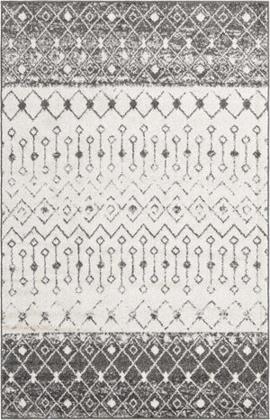 Ivory and Gray 5' 3 x 8' Tribal Trellis Rectangle Area Rug Geometric Southwestern Inspired Durable Carpet for Home Interior Design for Sale at Rug Engine