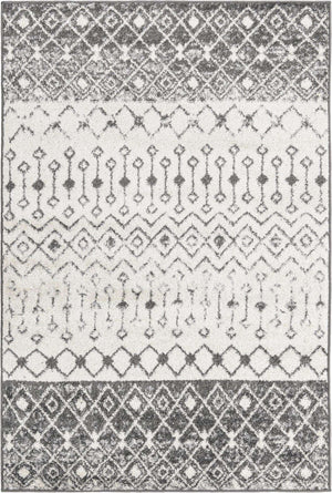 Ivory and Gray 4' 1 x 6' 1 Tribal Trellis Rectangle Area Rug Geometric Southwestern Inspired Durable Carpet for Home Interior Design for Sale at Rug Engine