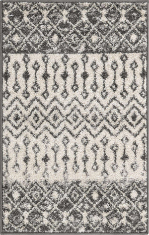 Ivory and Gray 2' x 3' 1 Tribal Trellis Rectangle Area Rug Geometric Southwestern Inspired Durable Carpet for Home Interior Design for Sale at Rug Engine