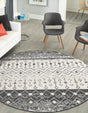 Ivory and Gray 6' 1 x 6' 1 Tribal Trellis Round Area Rug Geometric Southwestern Inspired Durable Carpet for Home Interior Design for Sale at Rug Engine
