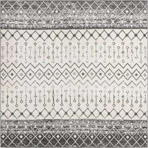 Ivory and Gray 10' x 10' Tribal Trellis Square Area Rug Geometric Southwestern Inspired Durable Carpet for Home Interior Design for Sale at Rug Engine