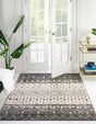 Ivory and Gray 6' 1 x 6' 1 Tribal Trellis Square Area Rug Geometric Southwestern Inspired Durable Carpet for Home Interior Design for Sale at Rug Engine