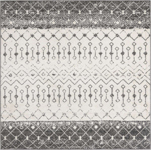Ivory and Gray 7' 10 x 7' 10 Tribal Trellis Square Area Rug Geometric Southwestern Inspired Durable Carpet for Home Interior Design for Sale at Rug Engine