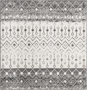Ivory and Gray 6' 1 x 6' 1 Tribal Trellis Square Area Rug Geometric Southwestern Inspired Durable Carpet for Home Interior Design for Sale at Rug Engine