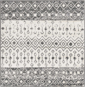 Ivory and Gray 4' 1 x 4' 1 Tribal Trellis Square Area Rug Geometric Southwestern Inspired Durable Carpet for Home Interior Design for Sale at Rug Engine