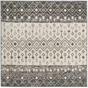 Ivory and Gray 5' 3 x 5' 3 Tribal Trellis Square Area Rug Geometric Southwestern Inspired Durable Carpet for Home Interior Design for Sale at Rug Engine