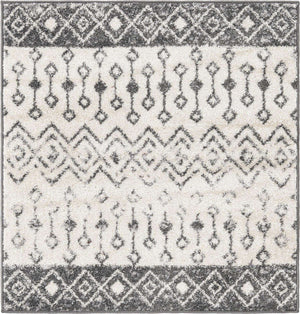 Ivory and Gray 3' 1 x 3' 1 Tribal Trellis Square Area Rug Geometric Southwestern Inspired Durable Carpet for Home Interior Design for Sale at Rug Engine