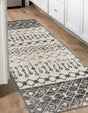 Ivory and Gray 2' x 5' 3 Tribal Trellis Runner Area Rug Geometric Southwestern Inspired Durable Carpet for Home Interior Design for Sale at Rug Engine