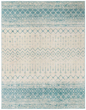 Ivory Blue 10' x 13' 1 Tribal Trellis Rectangle Area Rug Geometric Southwestern Inspired Durable Carpet for Home Interior Design for Sale at Rug Engine