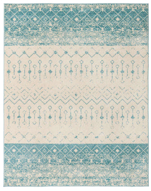 Ivory Blue 7' 10 x 10' Tribal Trellis Rectangle Area Rug Geometric Southwestern Inspired Durable Carpet for Home Interior Design for Sale at Rug Engine