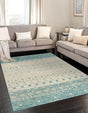Ivory Blue 10' x 13' 1 Tribal Trellis Rectangle Area Rug Geometric Southwestern Inspired Durable Carpet for Home Interior Design for Sale at Rug Engine