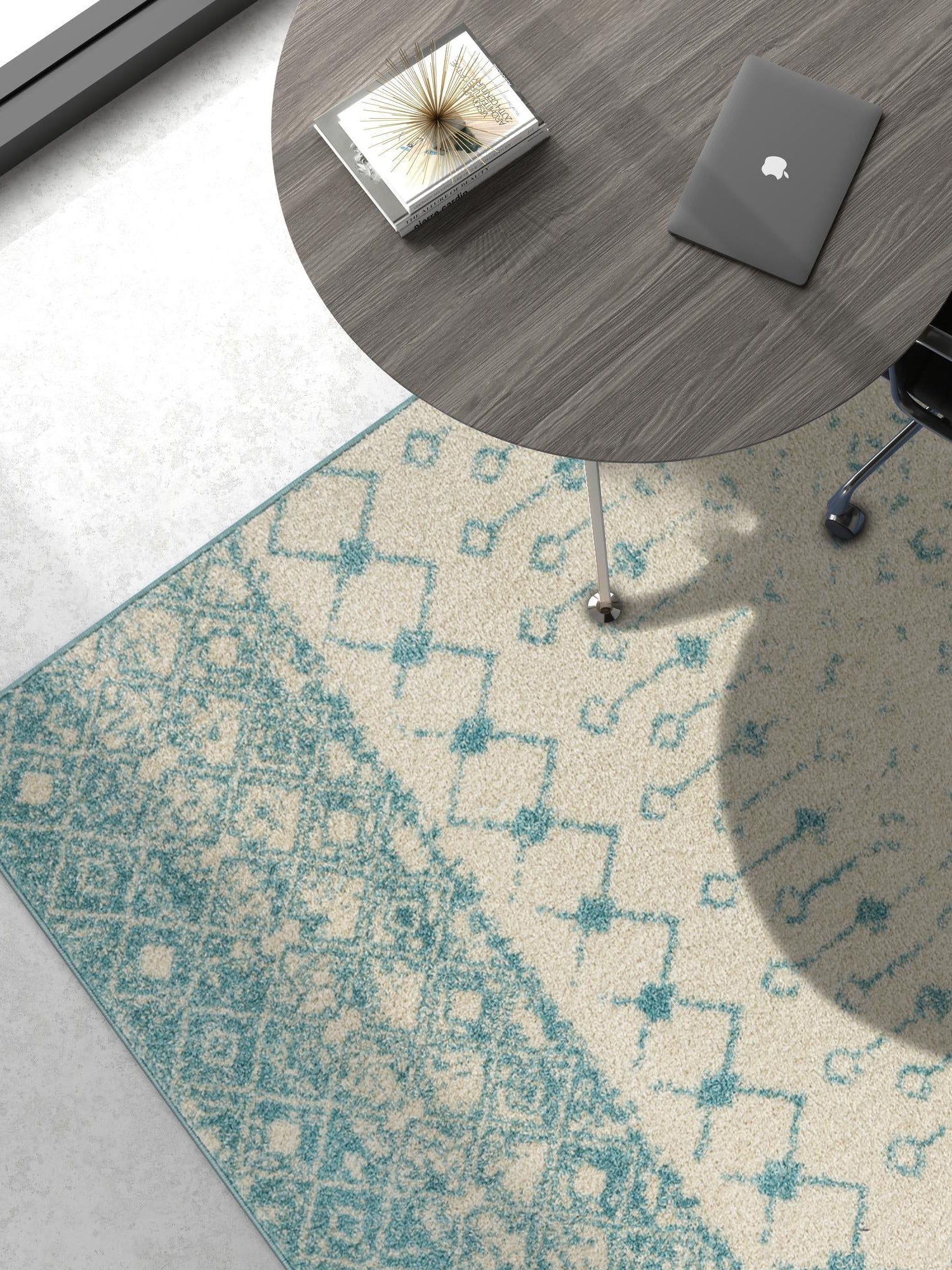 Ivory Blue 2' x 3' 1 Tribal Trellis Rectangle Area Rug Geometric Southwestern Inspired Durable Carpet for Home Interior Design for Sale at Rug Engine