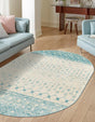 Ivory Blue 7' 10 x 10' Tribal Trellis Oval Area Rug Geometric Southwestern Inspired Durable Carpet for Home Interior Design for Sale at Rug Engine