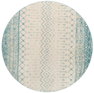Ivory Blue 10' x 10' Tribal Trellis Round Area Rug Geometric Southwestern Inspired Durable Carpet for Home Interior Design for Sale at Rug Engine