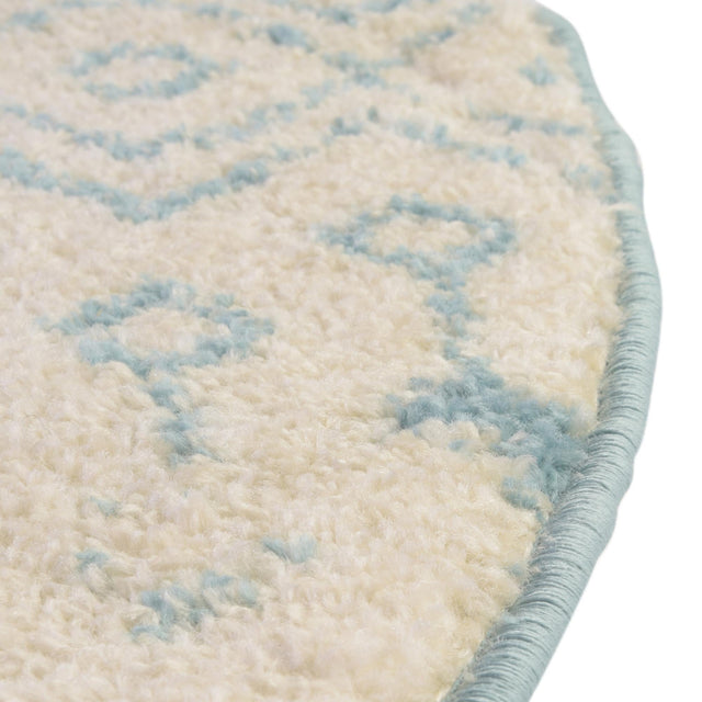 Ivory Blue 10' x 10' Tribal Trellis Round Area Rug Geometric Southwestern Inspired Durable Carpet for Home Interior Design for Sale at Rug Engine