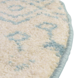 Ivory Blue 7' 10 x 7' 10 Tribal Trellis Round Area Rug Geometric Southwestern Inspired Durable Carpet for Home Interior Design for Sale at Rug Engine