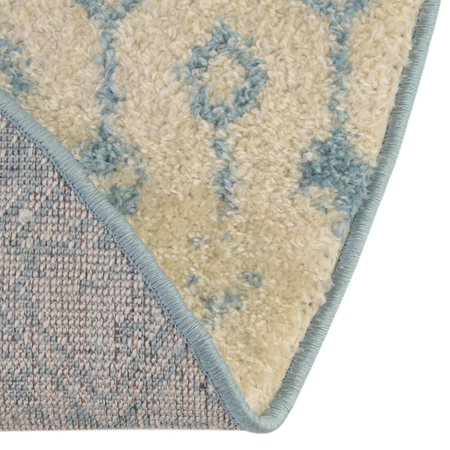 Ivory Blue 7' 10 x 7' 10 Tribal Trellis Round Area Rug Geometric Southwestern Inspired Durable Carpet for Home Interior Design for Sale at Rug Engine
