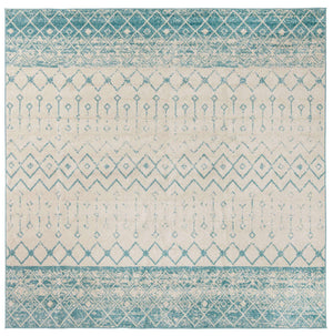 Ivory Blue 10' x 10' Tribal Trellis Square Area Rug Geometric Southwestern Inspired Durable Carpet for Home Interior Design for Sale at Rug Engine