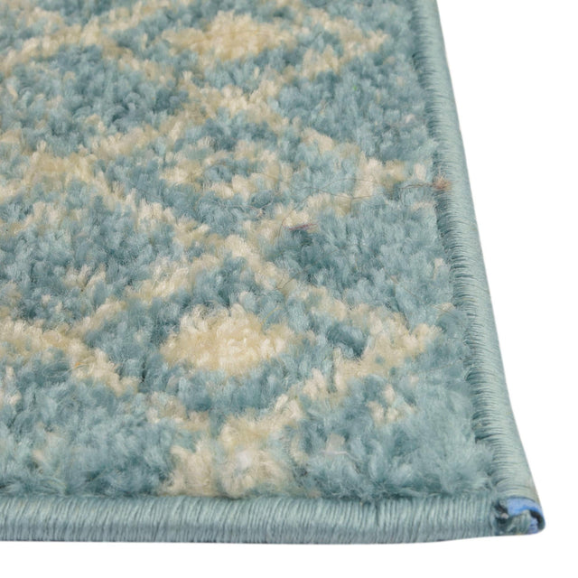 Ivory Blue 4' 1 x 4' 1 Tribal Trellis Square Area Rug Geometric Southwestern Inspired Durable Carpet for Home Interior Design for Sale at Rug Engine