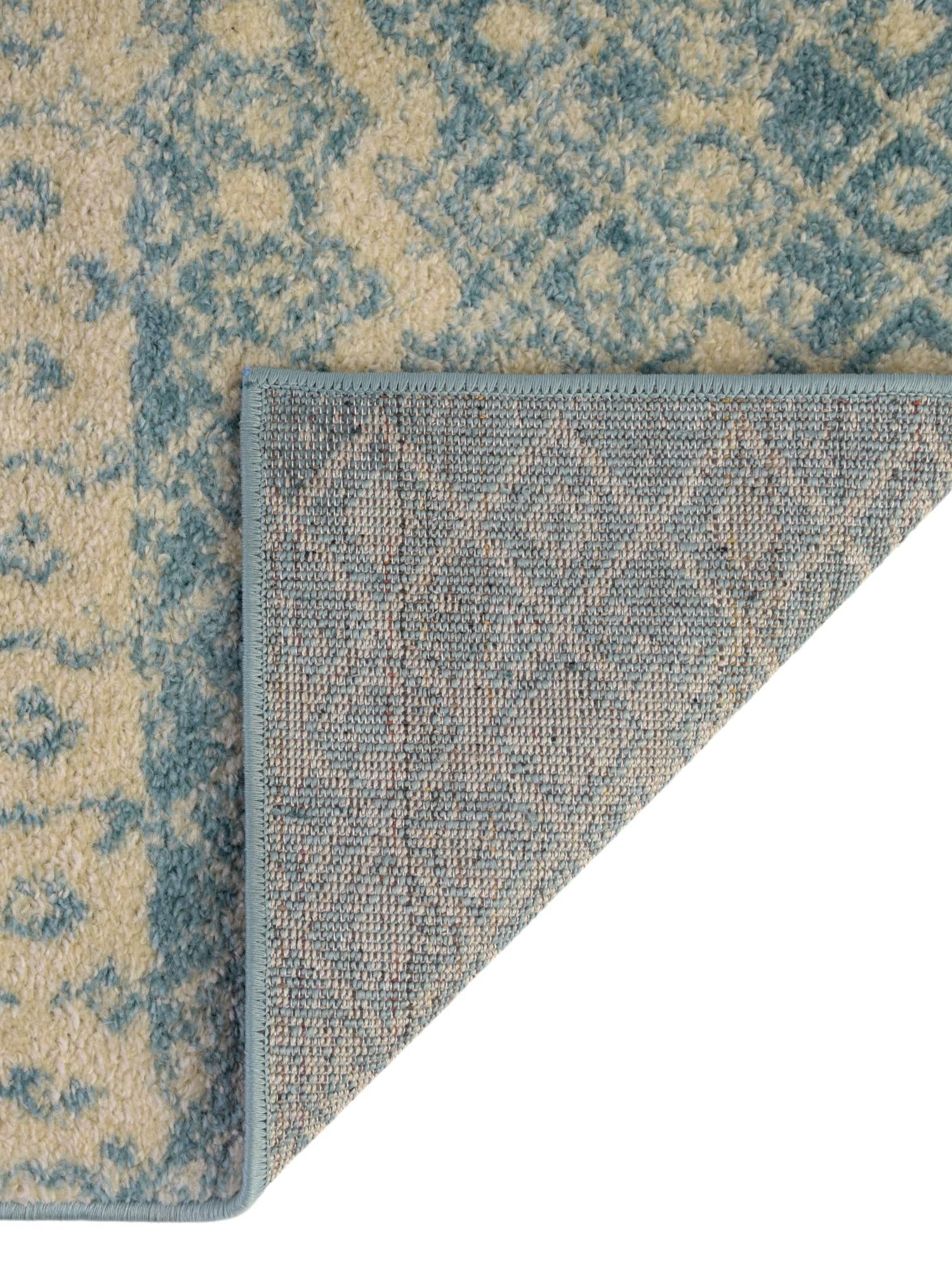Ivory Blue 5' 3 x 5' 3 Tribal Trellis Square Area Rug Geometric Southwestern Inspired Durable Carpet for Home Interior Design for Sale at Rug Engine