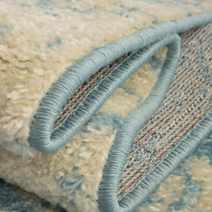 Ivory Blue 10' x 10' Tribal Trellis Square Area Rug Geometric Southwestern Inspired Durable Carpet for Home Interior Design for Sale at Rug Engine