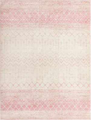Ivory and Pink 10' x 13' Tribal Trellis Rectangle Area Rug Geometric Southwestern Inspired Durable Carpet for Home Interior Design for Sale at Rug Engine