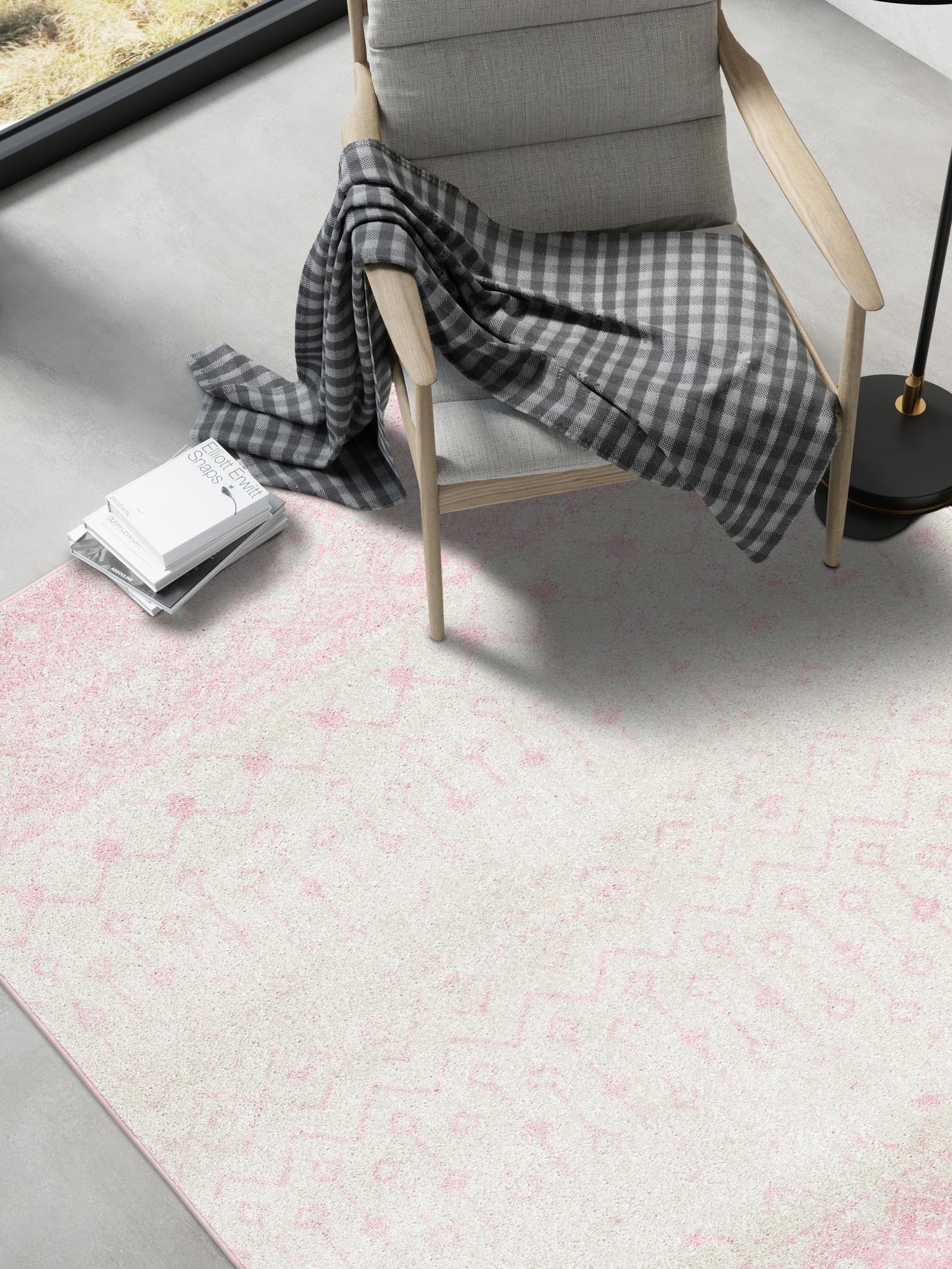 Ivory and Pink 7' 10 x 10' Tribal Trellis Rectangle Area Rug Geometric Southwestern Inspired Durable Carpet for Home Interior Design for Sale at Rug Engine