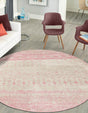 Ivory and Pink 3' 3 x 3' 3 Tribal Trellis Round Area Rug Geometric Southwestern Inspired Durable Carpet for Home Interior Design for Sale at Rug Engine