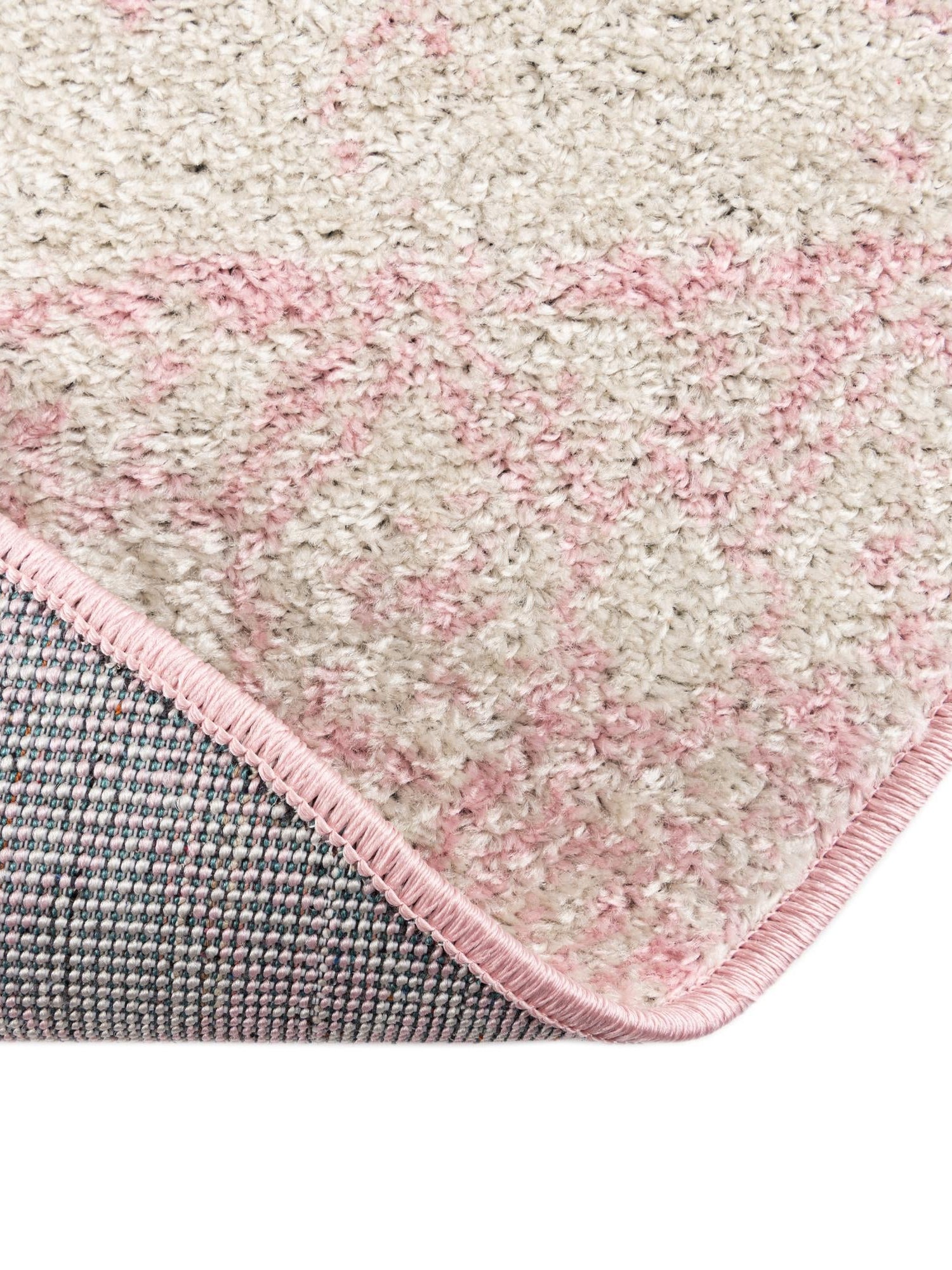 Ivory and Pink 3' 3 x 3' 3 Tribal Trellis Round Area Rug Geometric Southwestern Inspired Durable Carpet for Home Interior Design for Sale at Rug Engine