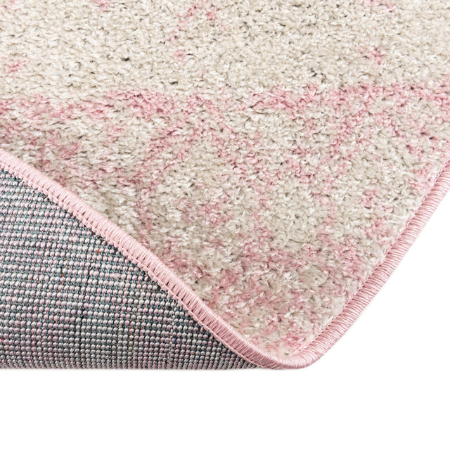 Ivory and Pink 3' 3 x 3' 3 Tribal Trellis Round Area Rug Geometric Southwestern Inspired Durable Carpet for Home Interior Design for Sale at Rug Engine
